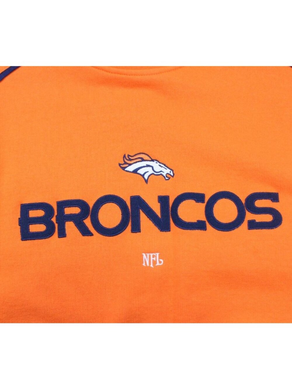 NFL Broncos Spell Out Horse Logo Orange Pull Over Sweatshirt Medium - Picture 2 of 7
